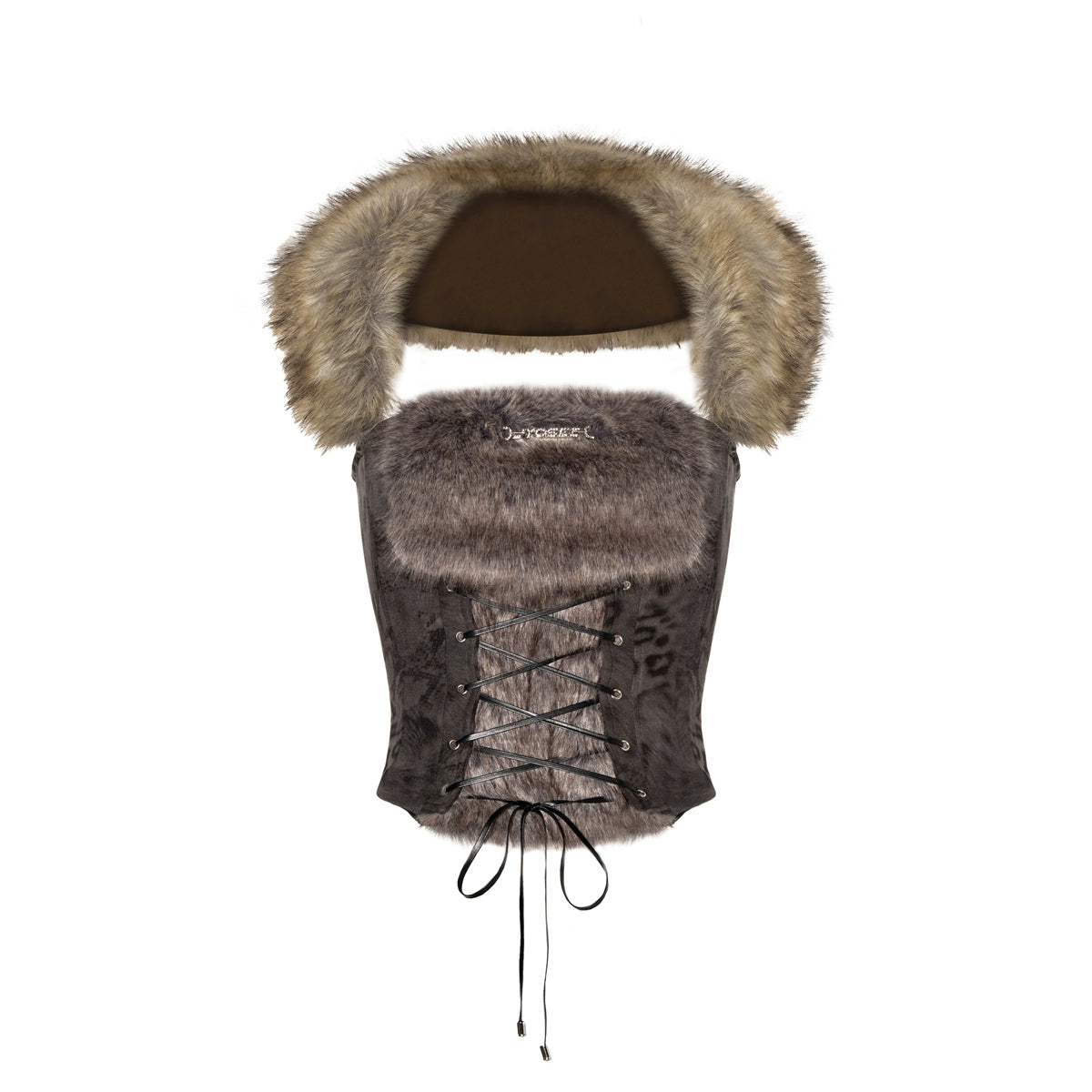 Fur-Collar Suede-Look Bustier