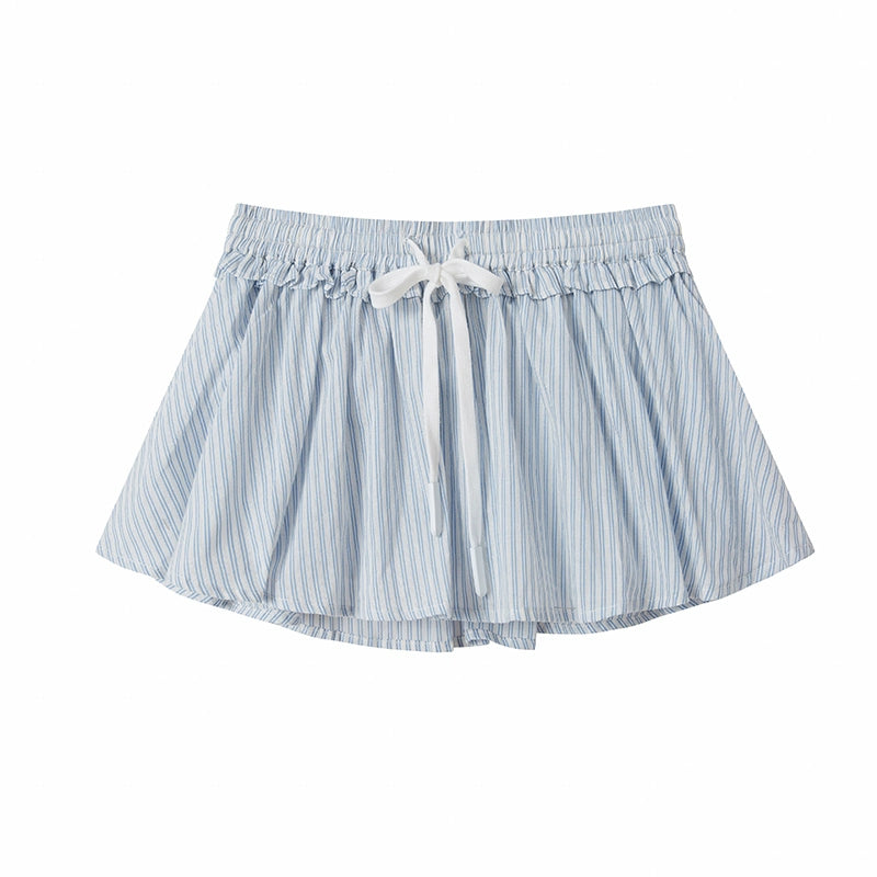 Blue &amp; White Waist-Tie Skirt