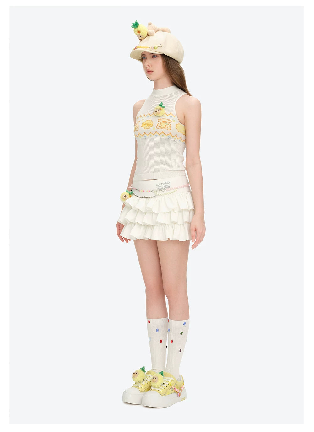 13DE MARZO Layered Tulle Ruffle Mini Skirt