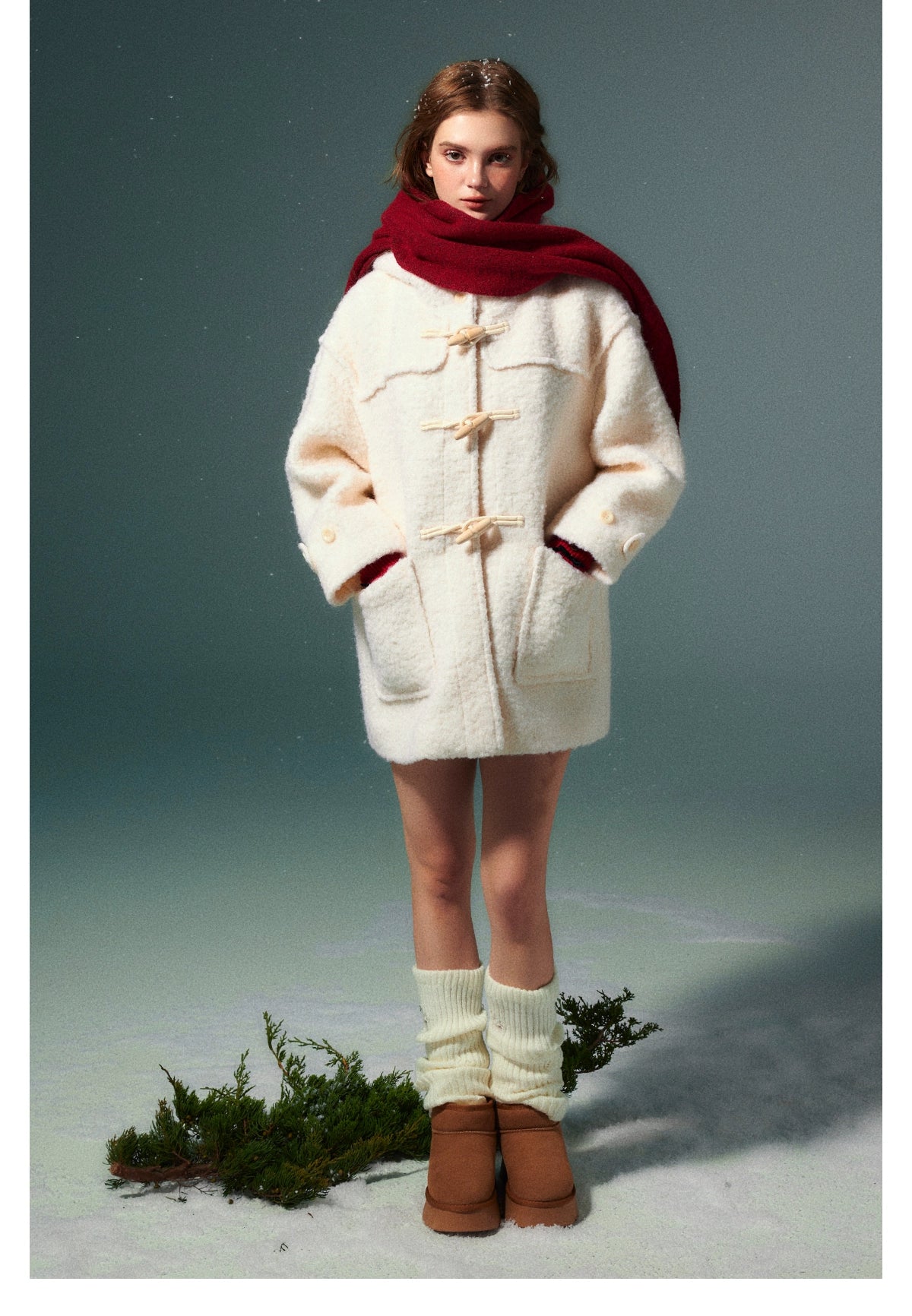 White Wool Horn Buttons Coat - CHINASQUAD