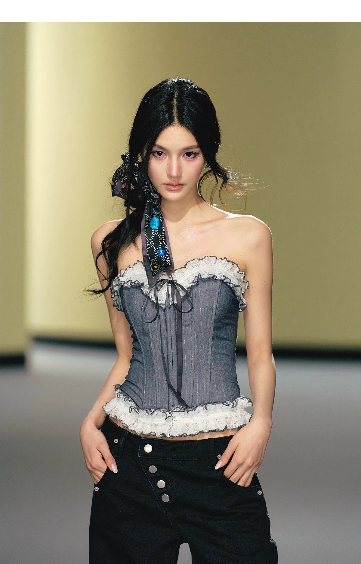 Blue &amp; Gold Striped Corset