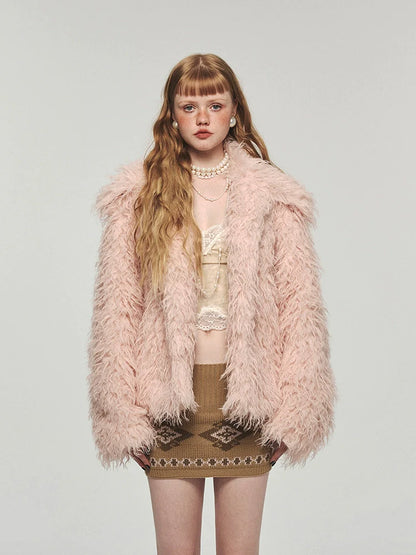 (Final Sale) Furry Long Collar Faux Fur Coat - CHINASQUAD