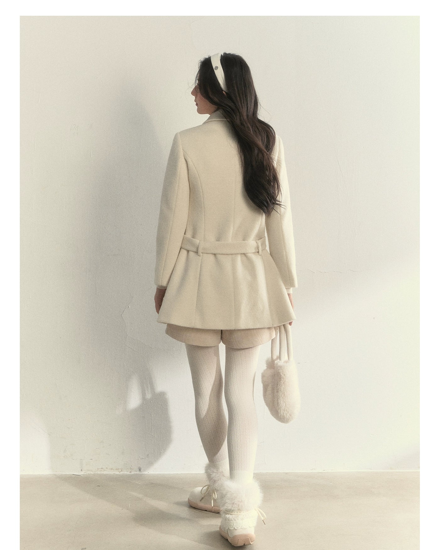 Wool Blend Double-Breasted Midi Coat