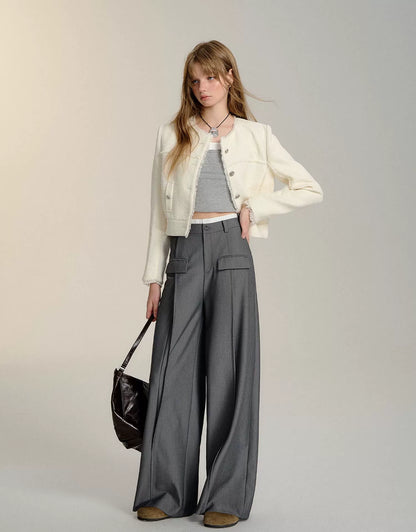 Black &amp; Gray Center Seam Wide-Leg Pants