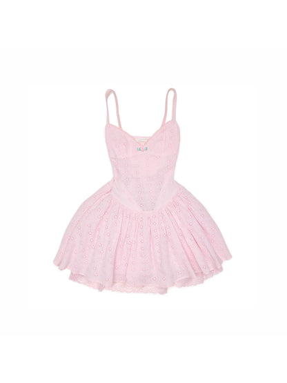 Cotton Eyelet Corset Mini Dress