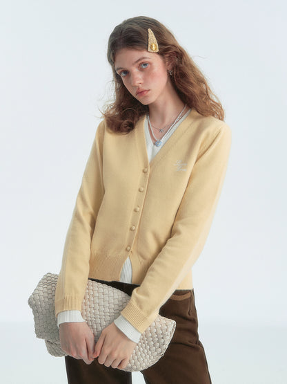 Fake Two-Piece V-neck Knit Cardigan