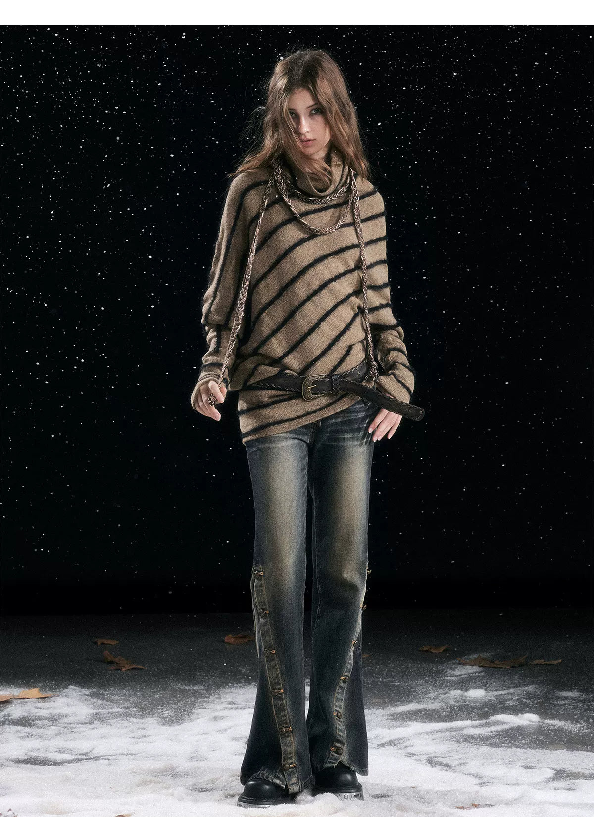 Diagonal Stripe Batwing Sweater