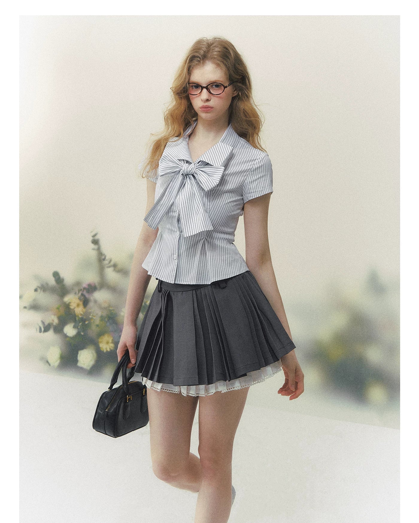 Muse Striped Bow-Fastening Shirt