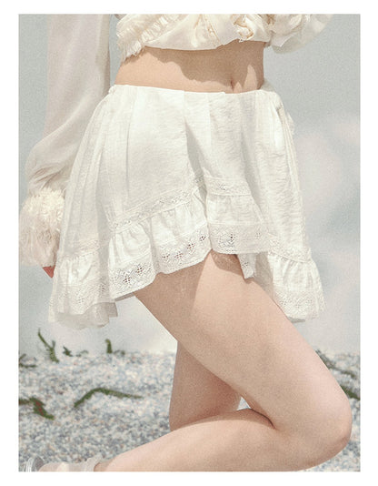 Moonlit Ripple Lace Mini Skirt