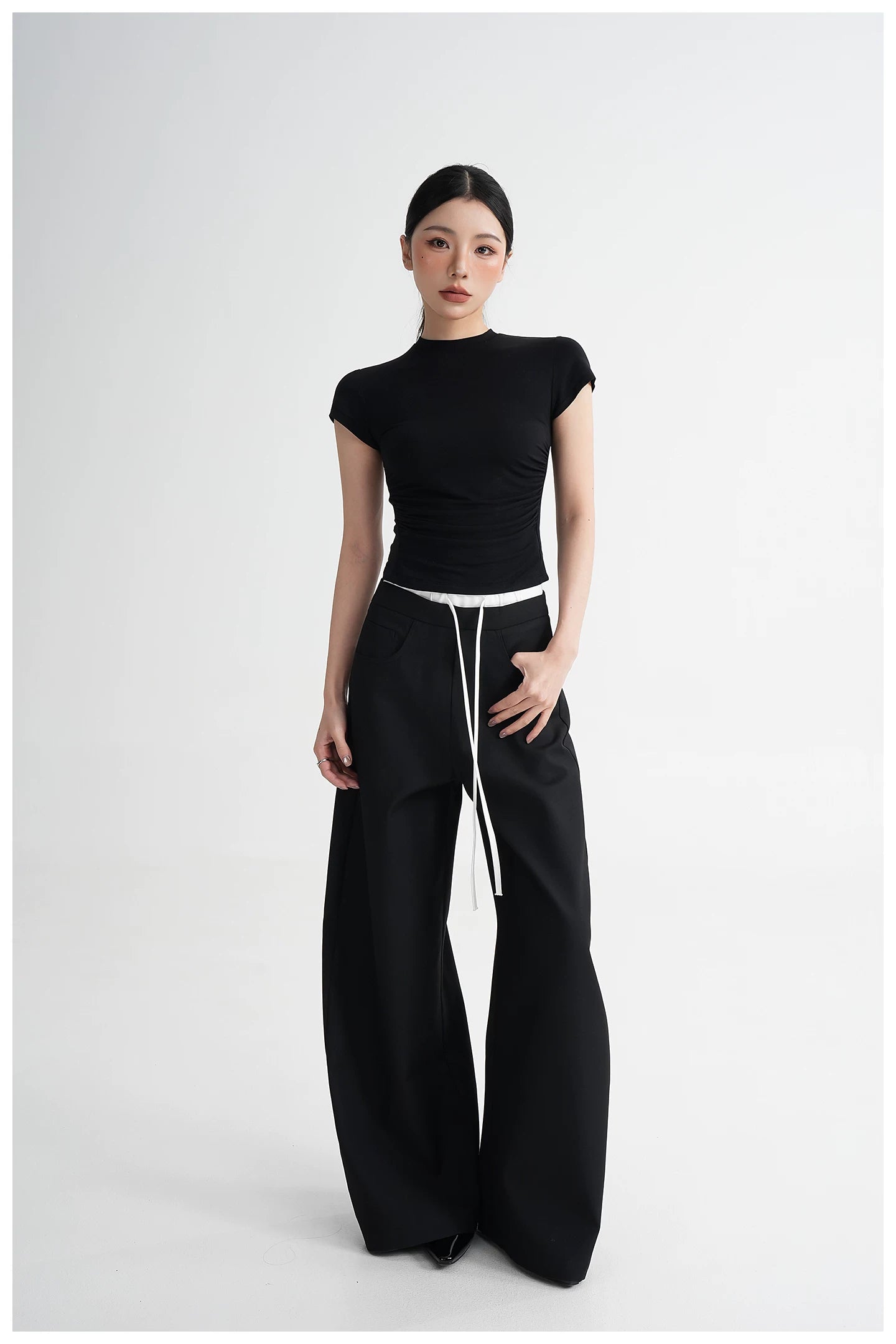 Panel Wide-Leg Floor-Length Trousers