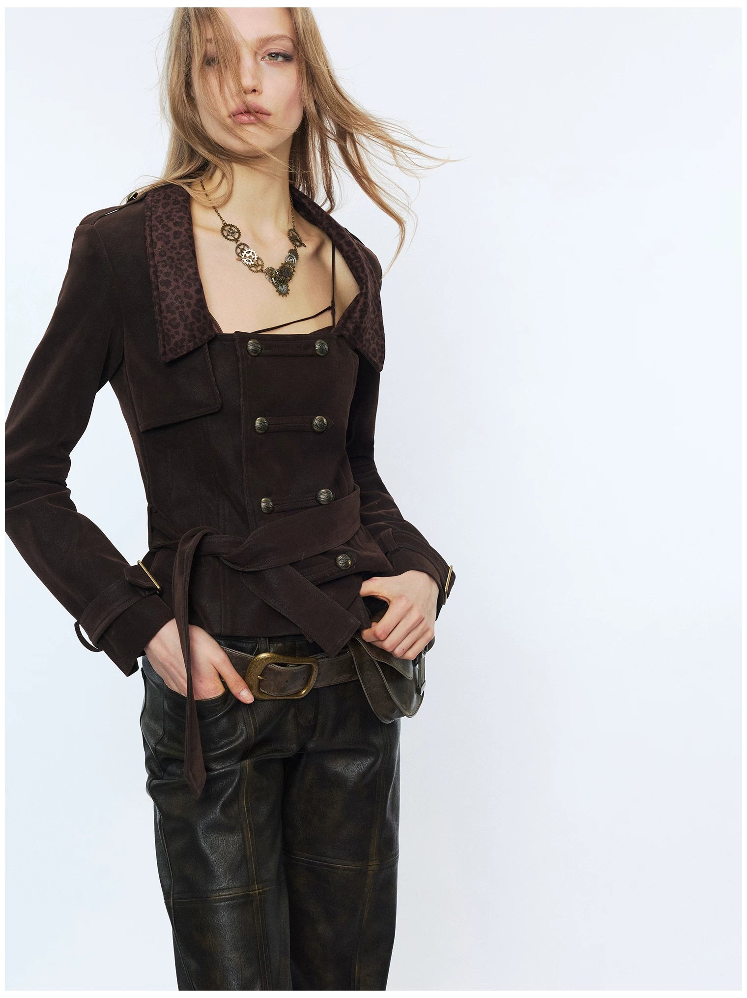 Punk Suede Short Trench Jacket