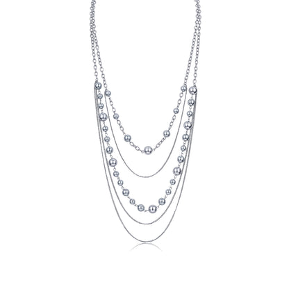 Silver Pearl Layered Sweater Necklace