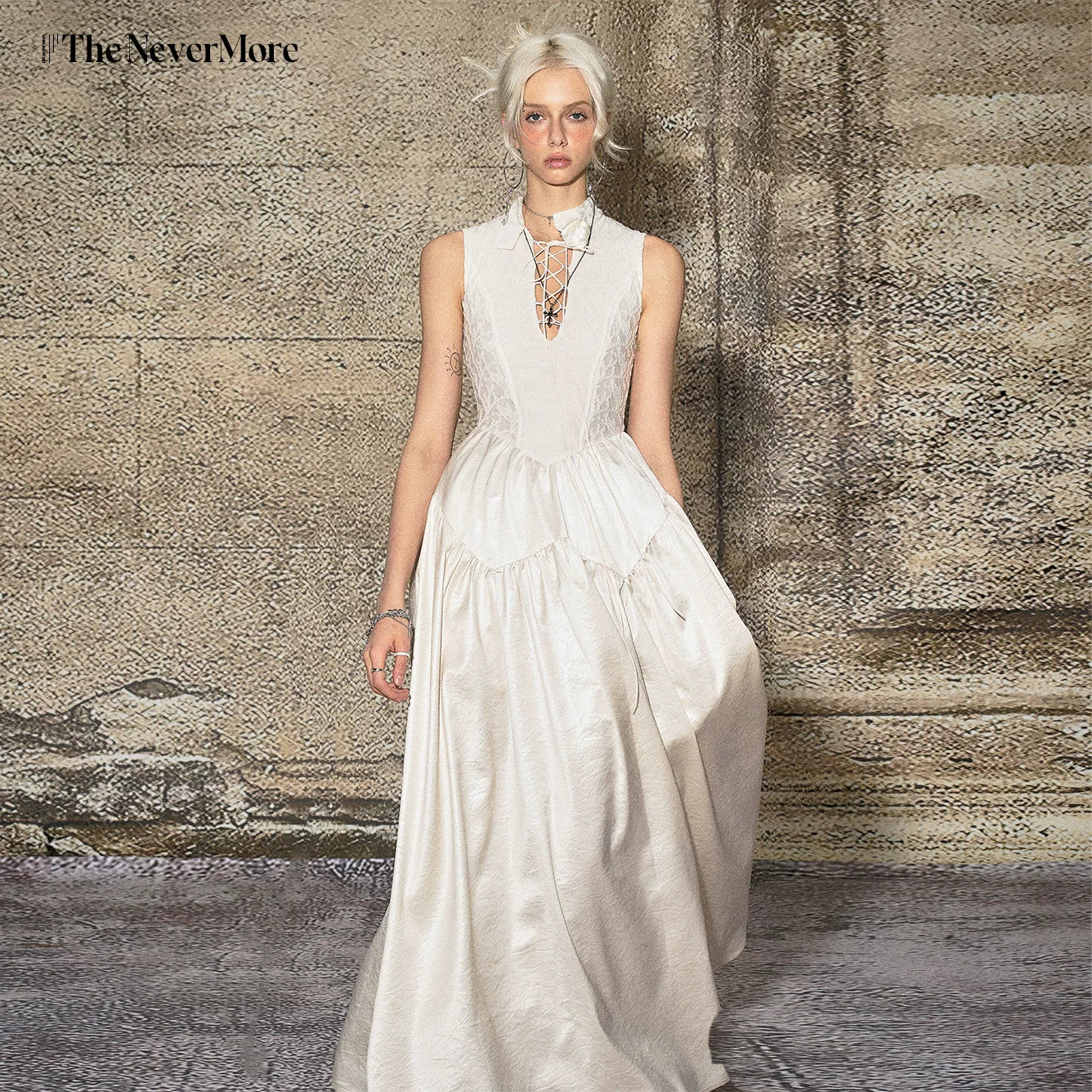 French Elegant Tie-Waist Maxi Dress