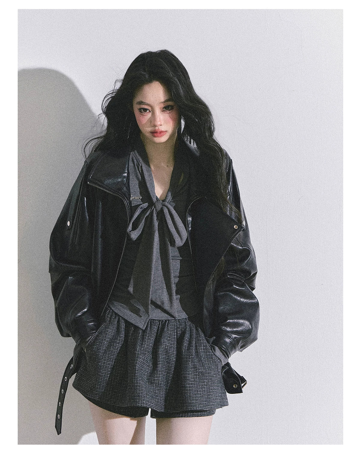 Minimal Korean V-Neck Long-Sleeve T-Shirt