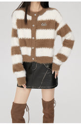 (Final Sale) Black & Brown Striped Cardigan - CHINASQUAD