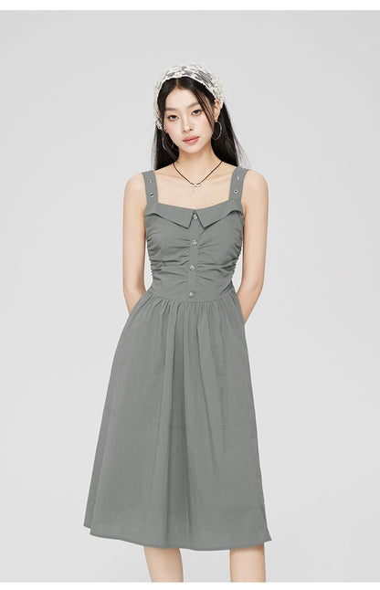 Black &amp; Gray Ruffled Slip Dress - CHINASQUAD