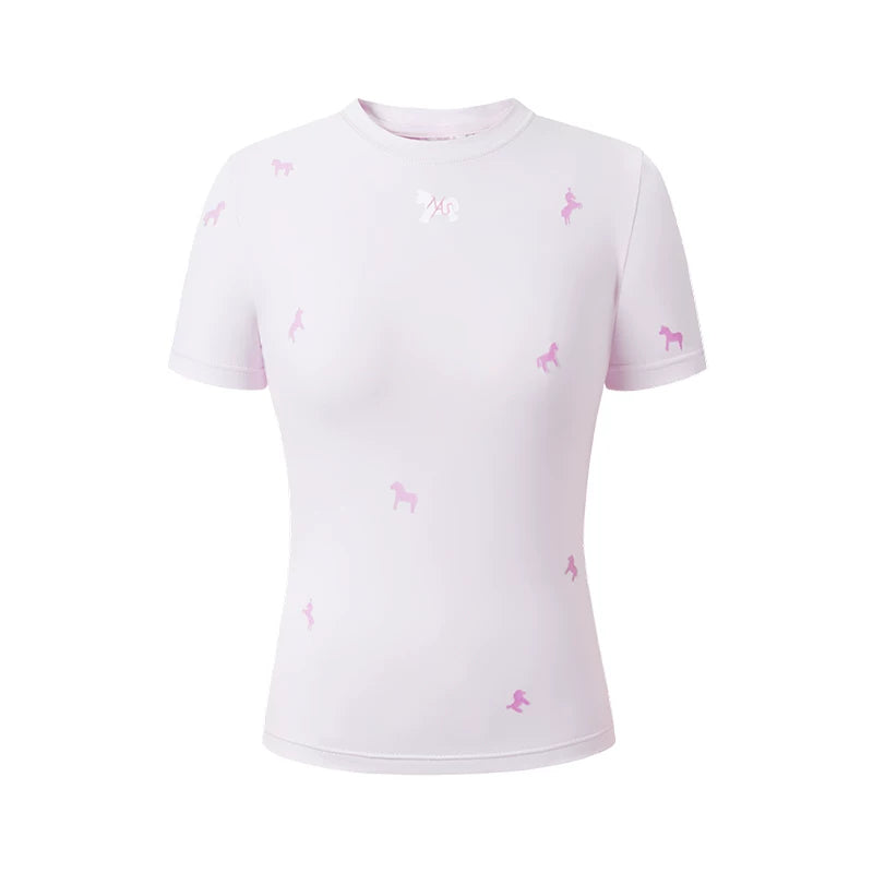 Flocked Horse Print Fitted Tee