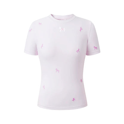 Flocked Horse Print Fitted Tee