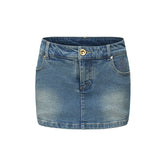 Chloe Rose Denim Mini Skirt - CHINASQUAD