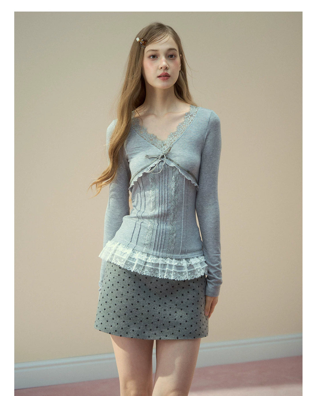 Lace Trim Tencel Wool Blouse - CHINASQUAD