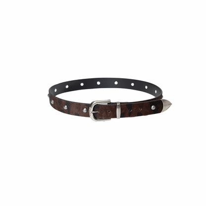 Vintage Camo Studded Horsehair Leather Belt