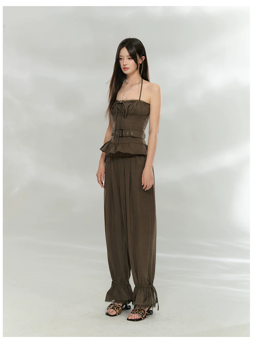 Lace-Trim Relaxed Straight-Leg Trousers