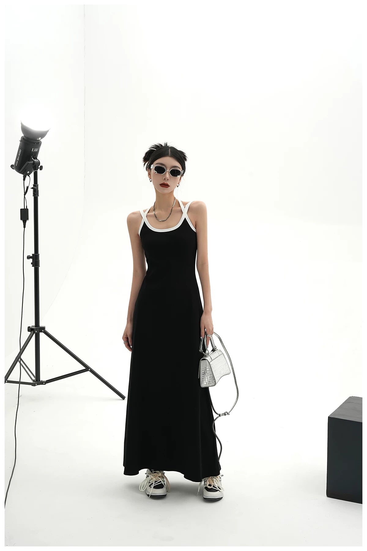 American Street-Style Slim-Fit Camisole Maxi Dress