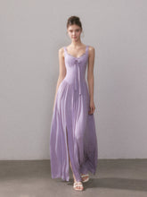 Lace Knit Spaghetti Strap Slit Long Dress - CHINASQUAD