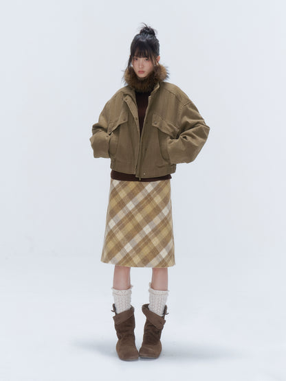 Vintage Washed Cotton Padded Workwear Jacket