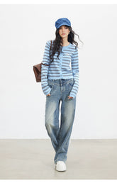 Vintage Washed Wide-Leg Jeans - CHINASQUAD