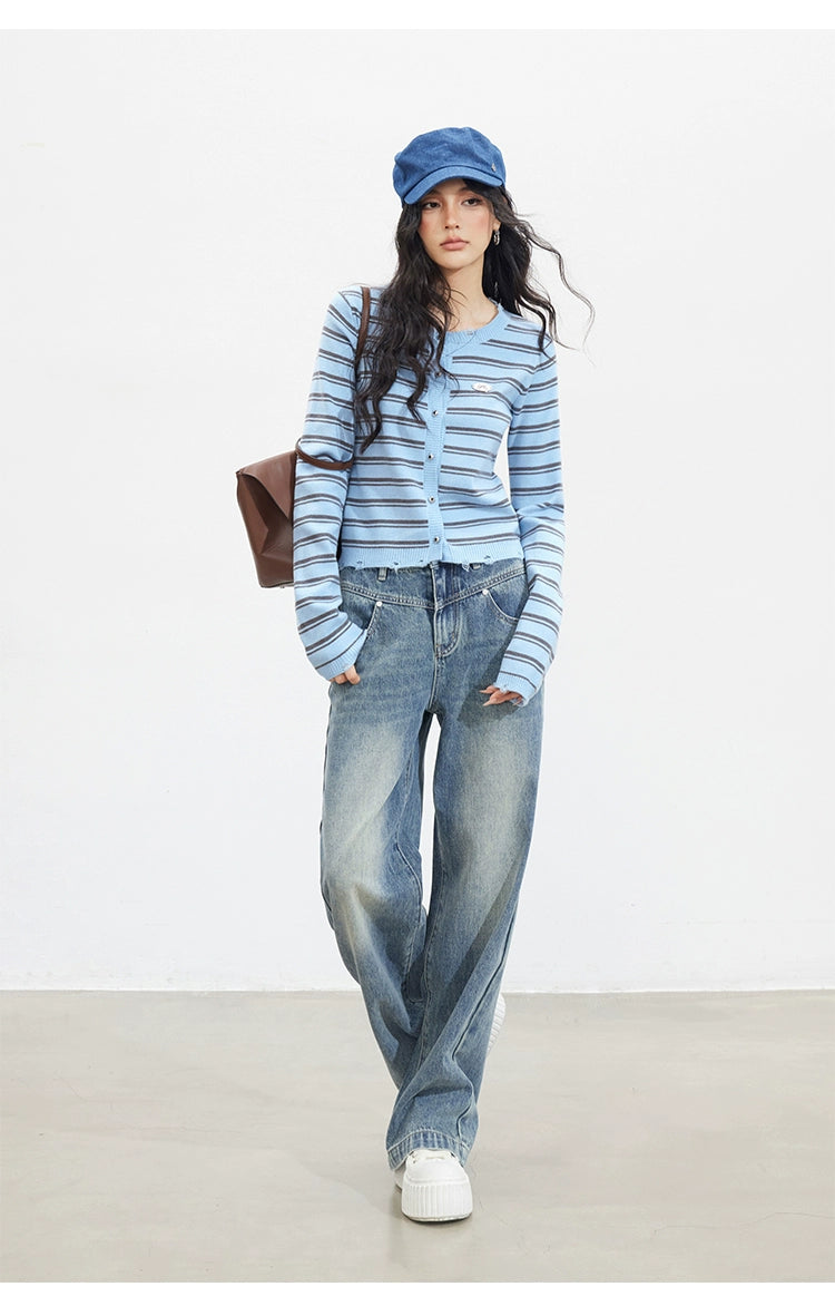 Vintage Washed Wide-Leg Jeans - CHINASQUAD