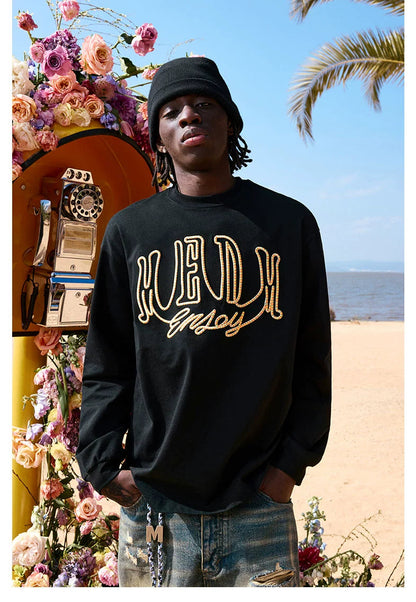 Embroidered Crew Neck Sweatshirt - CHINASQUAD