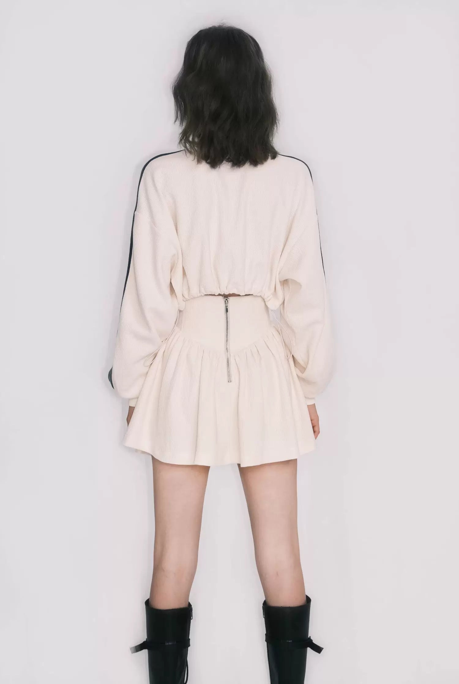 Tennis Waffle Sweatshirt &amp; Mini Skirt Set