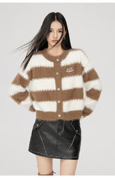 (Final Sale) Black & Brown Striped Cardigan - CHINASQUAD