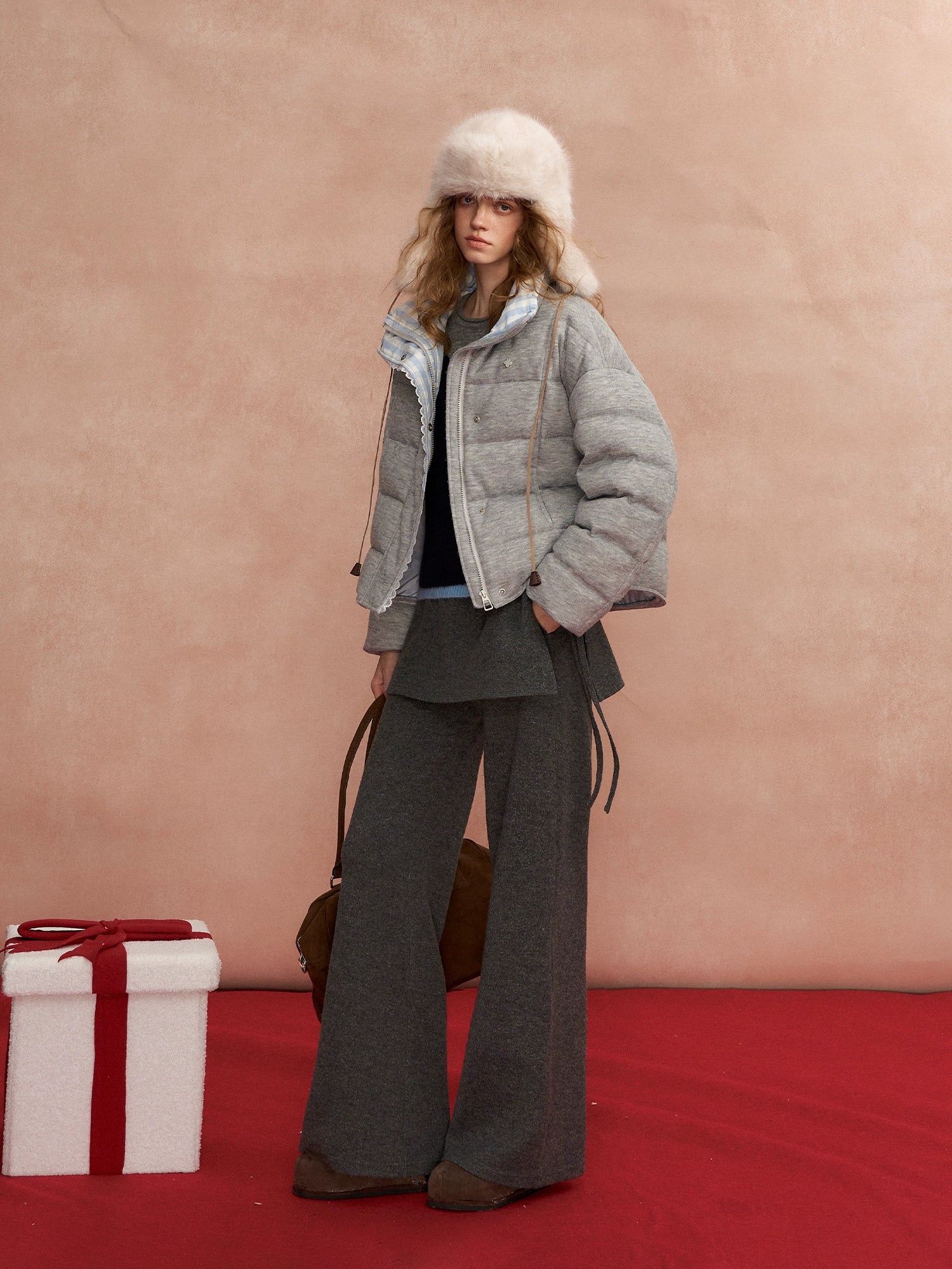 Detachable Scarf-Detail Flared Trousers