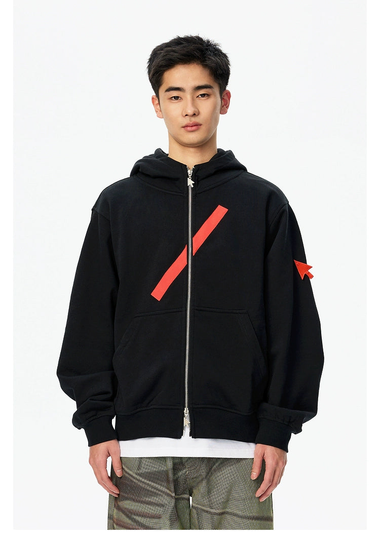 Black Color-Block Hooded Jacket - CHINASQUAD