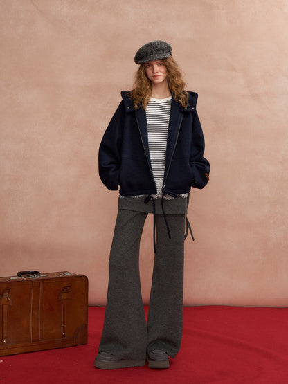 Hooded Cropped Wool Sweater