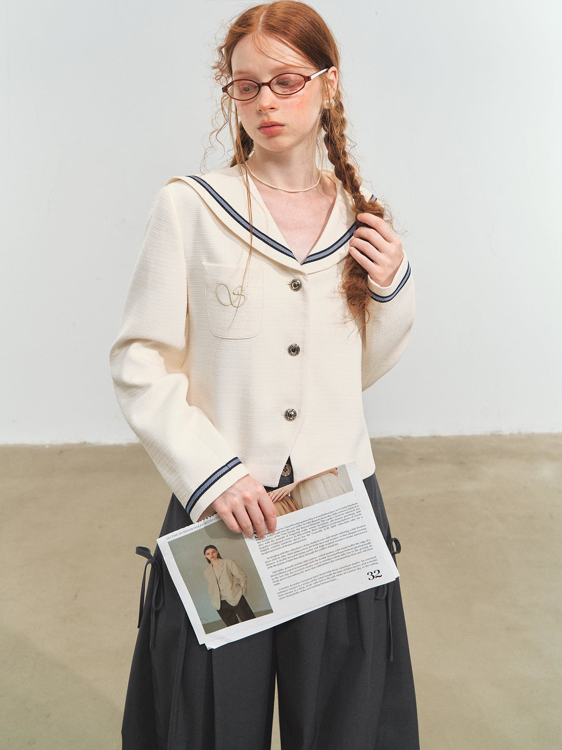 Nautical Embroidered Tweed Cropped Jackets