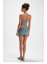 Blue Denim Jacquard Tank Top & Mini Skirt Set - CHINASQUAD