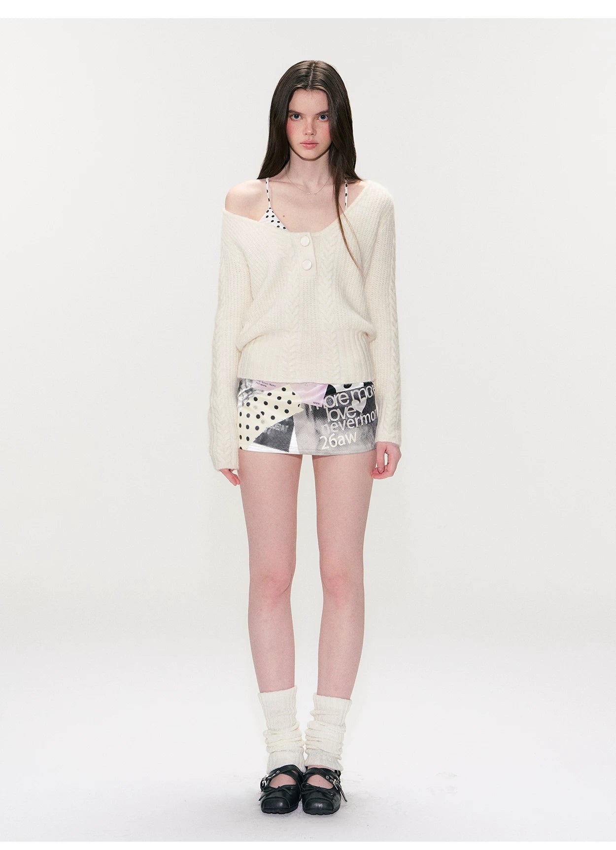 Vintage Cable-Knit V-Neck Sweater