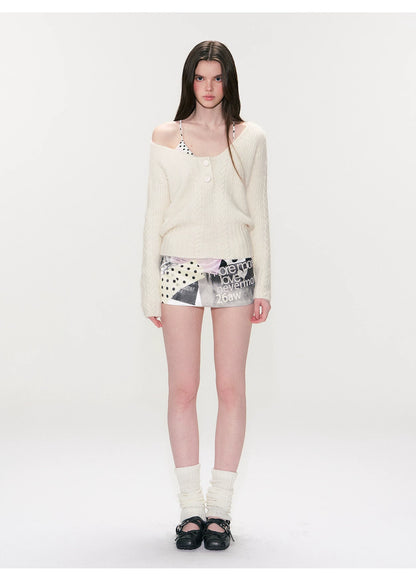 Vintage Cable-Knit V-Neck Sweater