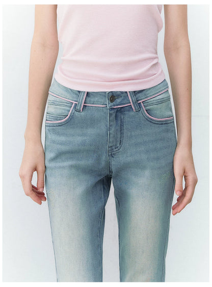 Retro Gradient Cat Whisker Flared Jeans