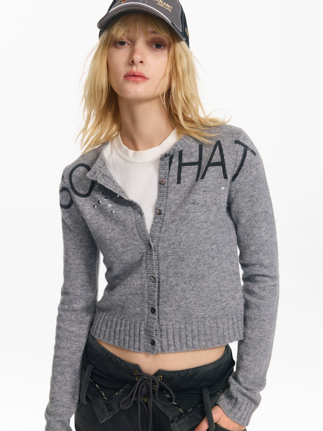 Soft Wool Punk Letter Knit Cardigan