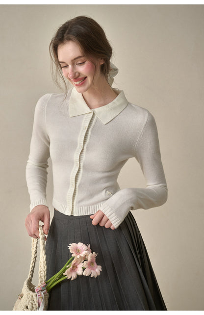 Silky Wool Cropped Cardigan
