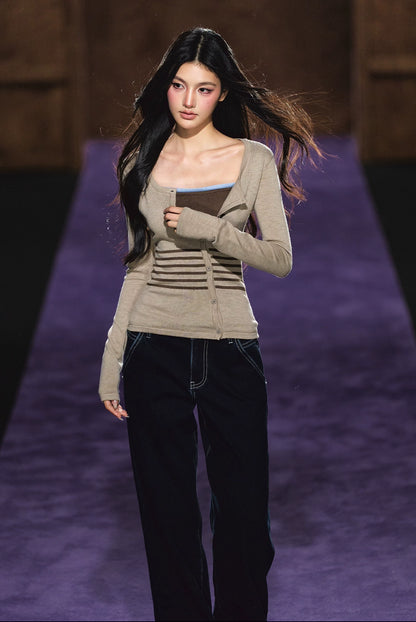 Soft Touch Two-in-One Knit Base Cardigan