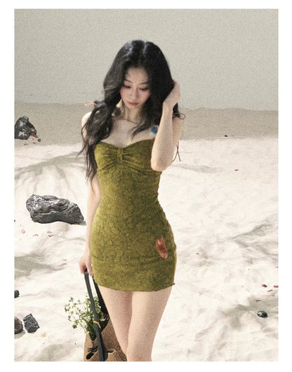 French Vine Jacquard Bodycon Mini Dress