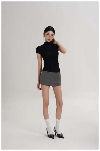 Minimalist Side-Zip Skort Mini Skirt