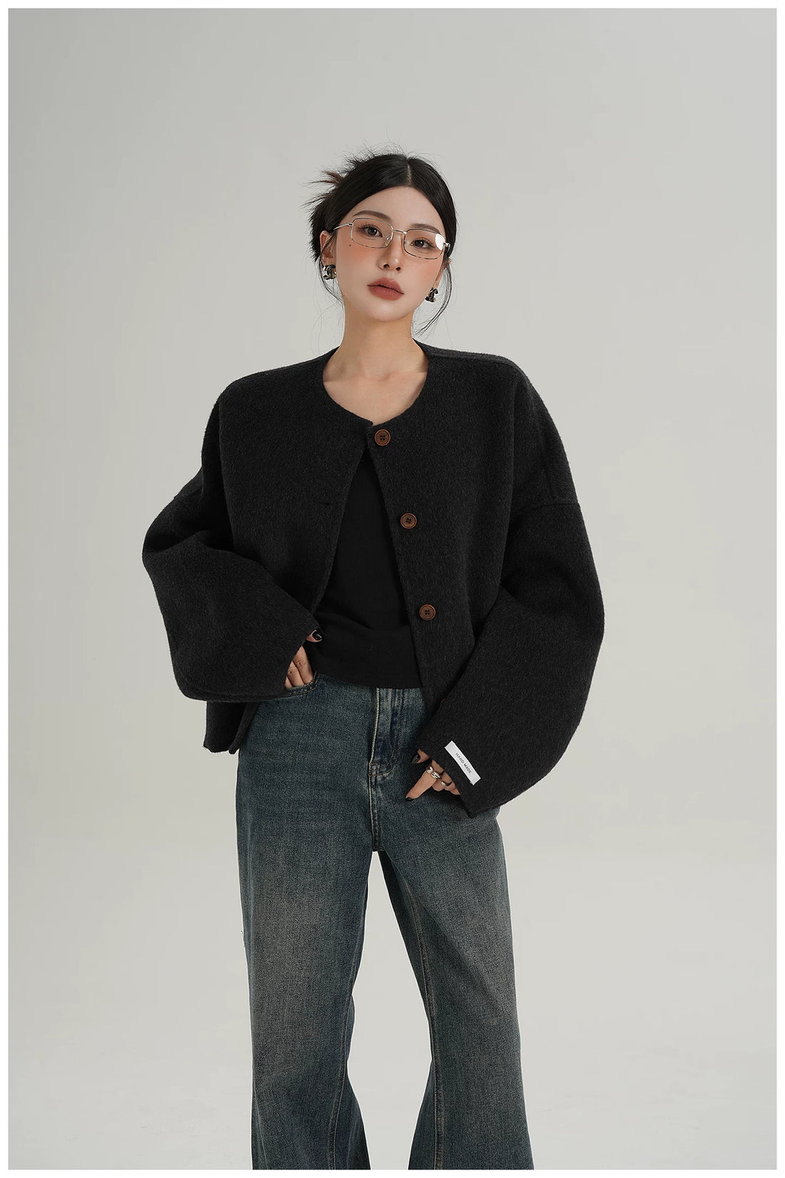 Relaxed-Fit Cropped Double-Faced Wool Jacket