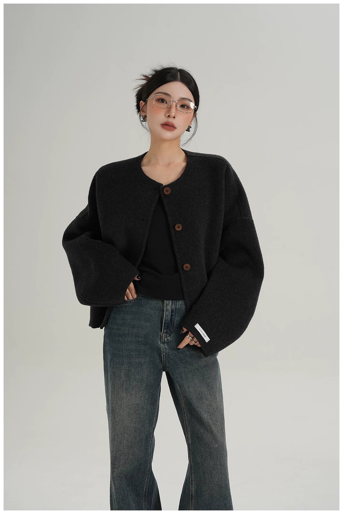Relaxed-Fit Cropped Double-Faced Wool Jacket