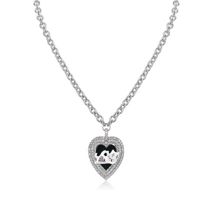 Cat Heart Enamel Pendant Necklace